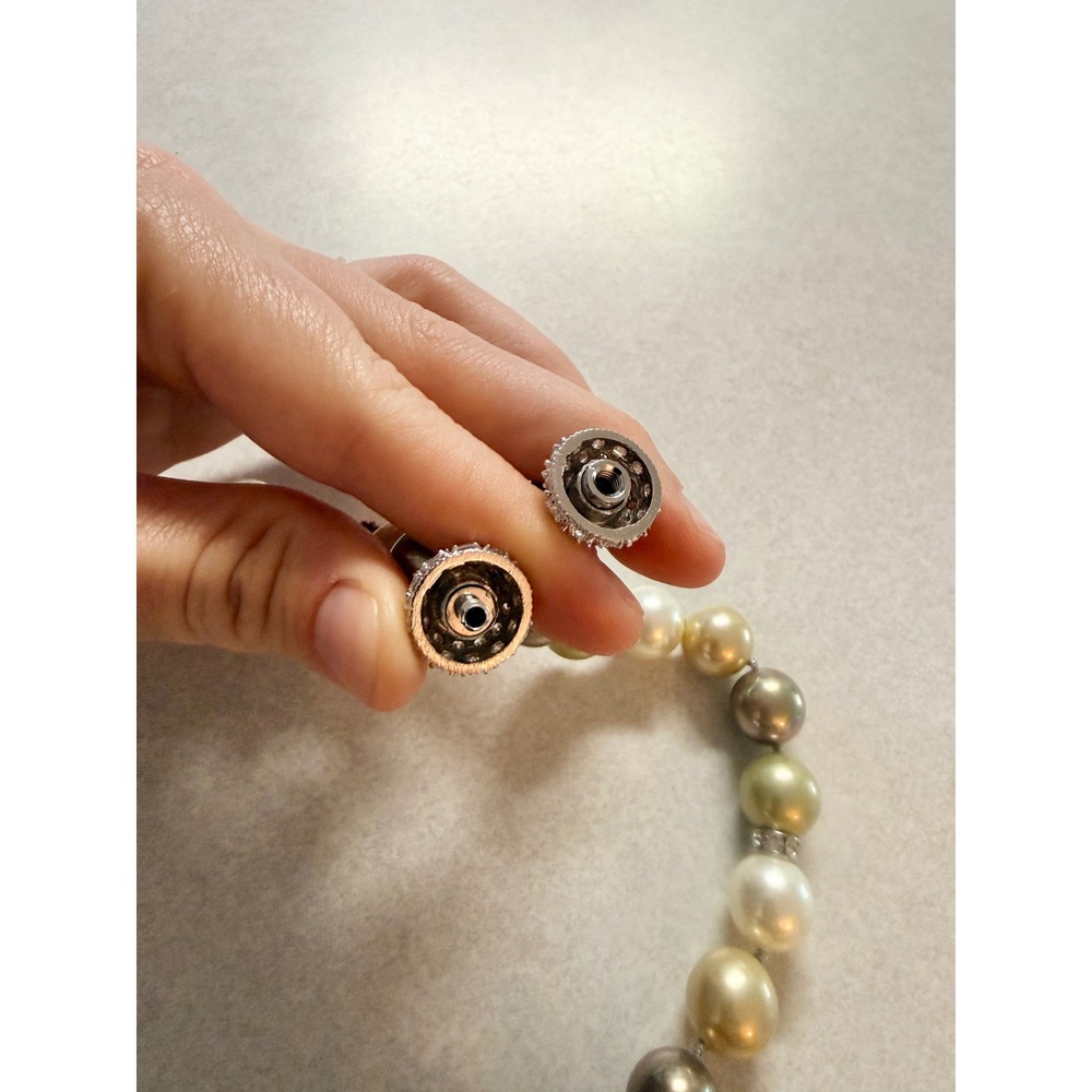 Masami Multi‎ Color Faux Pearl Necklace Champagne Green White Crystal Magnetic - Picture 7 of 7